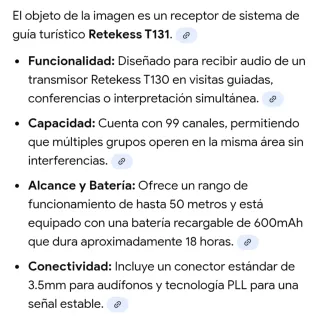Retekess T131 Receptor Guía Turístico