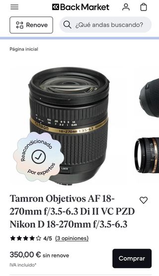 Objetivo Tamron AF-S Nikon  18-55mm DX