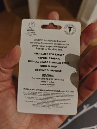 Pendientes Studex niña flor azul y oro