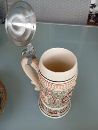 Jarra Alemana Cerámica Tapa Metálica