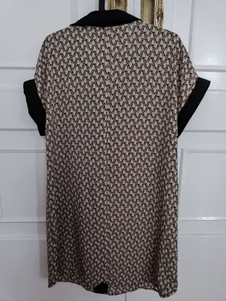 Vestido estampado beige y negro