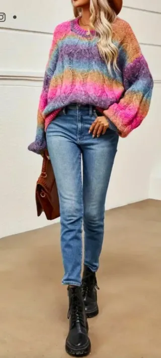 Suéter de punto multicolor