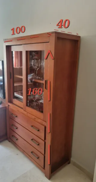 Conjunto Muebles Salón Madera y Tela