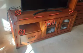 Conjunto Muebles Salón Madera y Tela