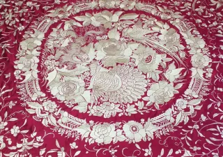 Colcha tipo mantón de Manila. Seda