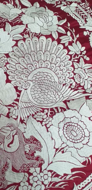 Colcha tipo mantón de Manila. Seda