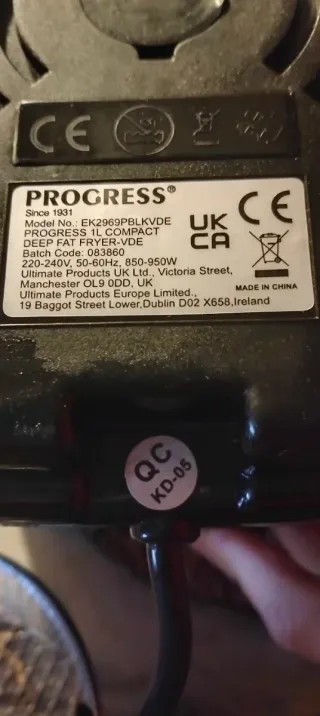 Freidora de aceite Progress.