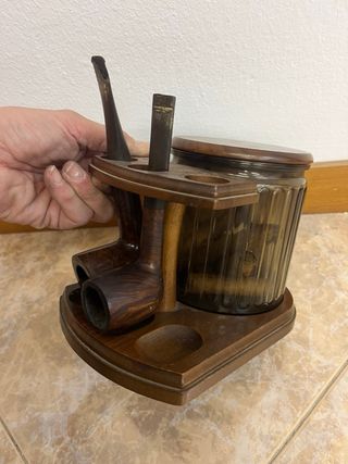 Supporto per pipa da fumo con barattolo