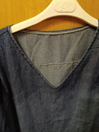 Vestido vaquero azul liso talla XXL