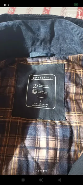 Cazadora Cortefiel tipo Barbour Talla L