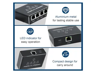 Splitter Ethernet 1000Mbps 1x4 RJ45