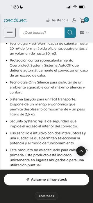 Calefactor Convector Radiador Cecotec Negro