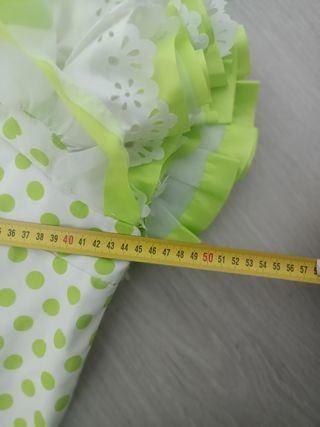 Vestido Flamenca Blanco Lunares Verdes