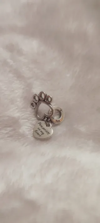 Dije Pandora ORIGINAL. Corazón y Huella de Plata