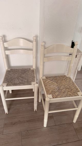 Sillas de madera con asiento de ratán (Set de 4)