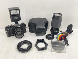 camara reflex cosina ct1 super + cosina 50mm 1:2 + vivitar 80-200 1:4