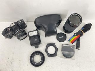 camara reflex cosina ct1 super + cosina 50mm 1:2 + vivitar 80-200 1:4