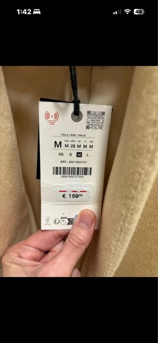 Abrigo Zara Beige Talla M