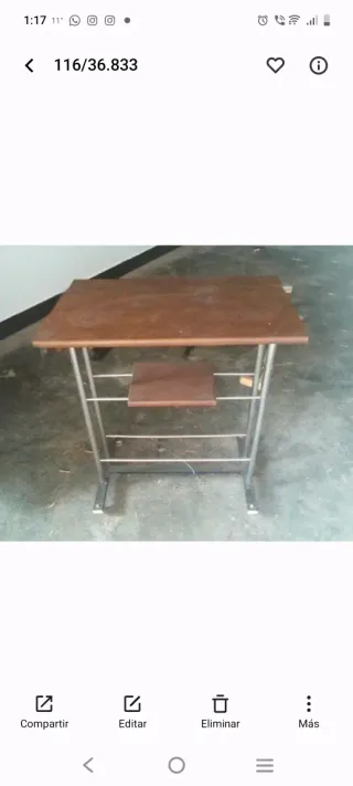 Mesa auxiliar madera y metal