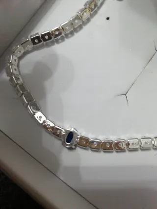 Pulsera Plata 925 Purkes con Zafiro Azul