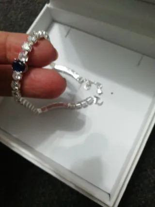 Pulsera Plata 925 Purkes con Zafiro Azul