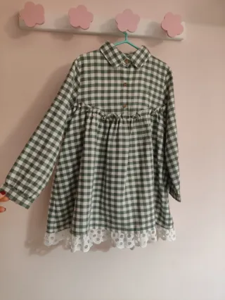 Vestido niña cuadros Vichy verde Marta y Paula