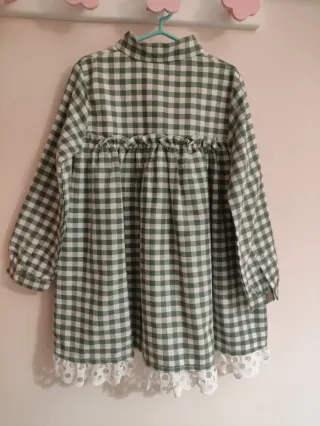 Vestido niña cuadros Vichy verde Marta y Paula