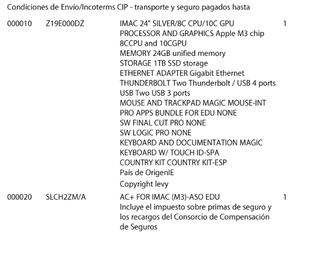 iMac M3 2023 1TB 24GB RAM Argento