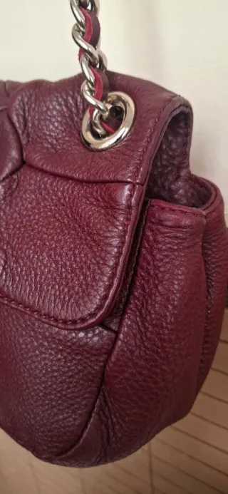 Bolso Purificación García Piel granate Dorado