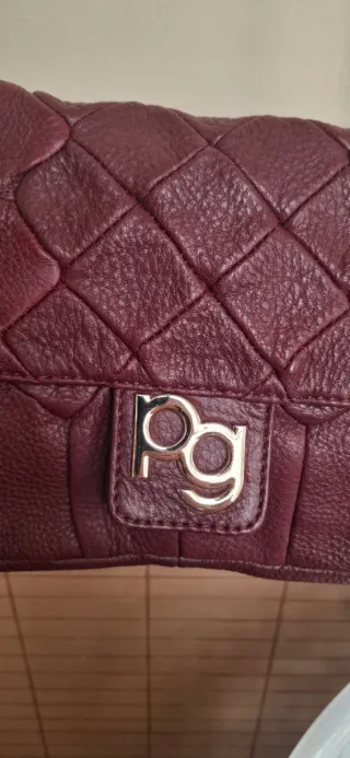 Bolso Purificación García Piel granate Dorado