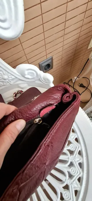 Bolso Purificación García Piel granate Dorado