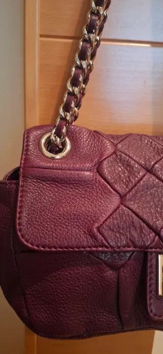 Bolso Purificación García Piel granate Dorado