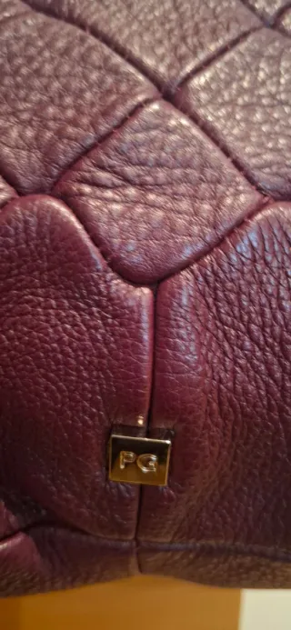 Bolso Purificación García Piel granate Dorado