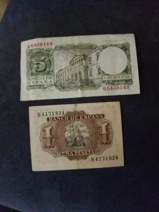 Lote di Banconote Spagnole: 50, 25, 25, 5, 1 Peseta