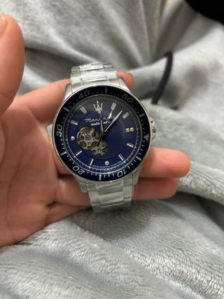 Reloj Maserati Automático Azul Plateado