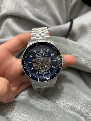 Reloj Maserati Automático Azul y Plateado