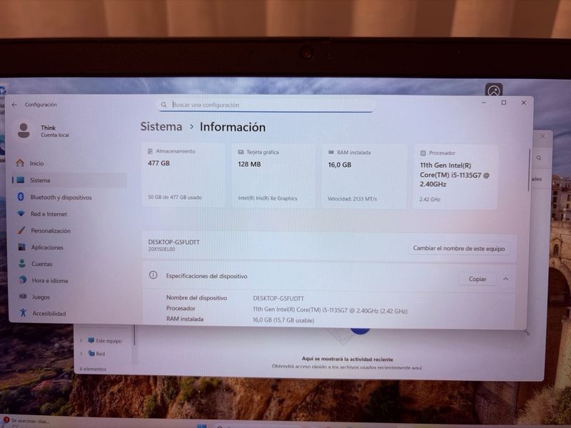 Portátil Lenovo Core i5 11th Gen 16G RAM 512GB SSD afbeelding 9