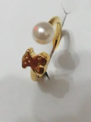 Anillo Tous Oro 925 Plata Baño Oro Perla