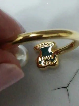 Anillo Tous Oro 925 Plata Baño Oro Perla