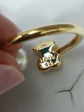 Anillo Tous Oro 925 Plata Baño Oro Perla