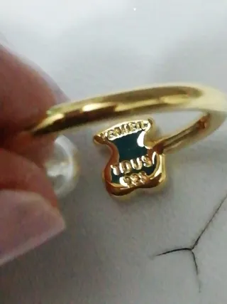 Anillo Tous Oro 925 Plata Baño Oro Perla