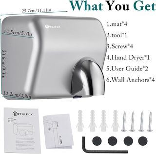 SECADOR DE MANOS ELECTRICO DE PARED SENSOR / ACERO