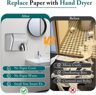 SECADOR DE MANOS ELECTRICO DE PARED SENSOR / ACERO