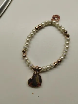 Pulsera Lola Casademunt Corazón Perlas Doradas