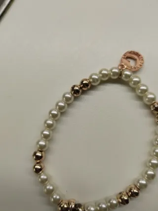 Pulsera Lola Casademunt Corazón Perlas Doradas