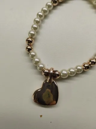 Pulsera Lola Casademunt Corazón Perlas Doradas