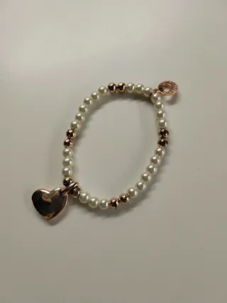 Pulsera Lola Casademunt Corazón Perlas Doradas