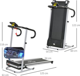 Cinta de Correr Plegable con Inclinación, Cinta de Correr Eléctrica Portátil con Pantalla LCD, Velocidad 1-10 Km/H, Ruedas, Asa, para Hogar, Casa y Oficina, Negro