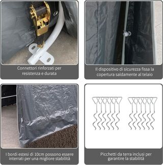 Tienda de Garaje al Aire Libre 2.8X2.4M para Motos y Bicicletas, Caseta de Jardín para Herramientas de Metal y Tela PE, Gris