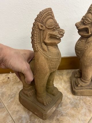 Pareja Leones Piedra Tailandia